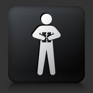 Black Square Button with Ripping Paper