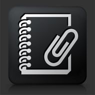 Black Square Button with Ring Binder and Paper Clip