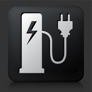 Black Square Button with Electric Plug Station Icon