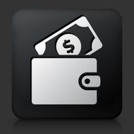 Black Square Button with Money Wallet Icon