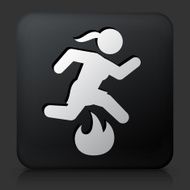 Black Square Button with Jumping Fires Icon