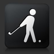 Black Square Button with Golf Icon