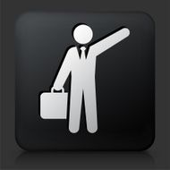 Black Square Button with Traveling Businessman
