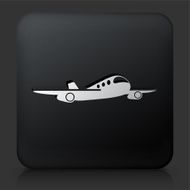 Black Square Button with Airplane Icon