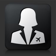 Black Square Button with Flight Attendant Icon