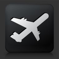 Black Square Button with Airplane Icon N2