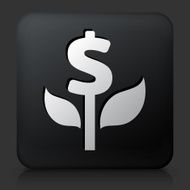 Black Square Button with Money Tree Icon N2