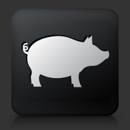 Black Square Button with Pig Icon