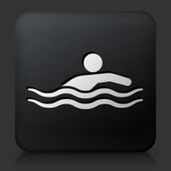 Black Square Button with Swimming Icon N2