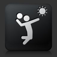 Black Square Button with Volleyball Icon