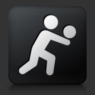 Black Square Button with Volleyball Icon N2