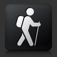 Black Square Button with Hiking Icon N2
