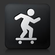 Black Square Button with Skateboarding Icon