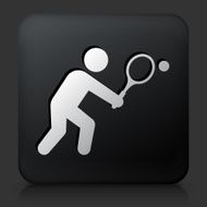 Black Square Button with Tennis Icon