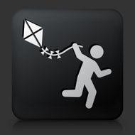 Black Square Button with Kite Runner Icon
