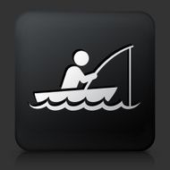 Black Square Button with Fishing Icon N2