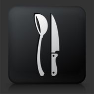 Black Square Button with Scoop and Knife