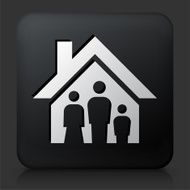 Black Square Button with Family House