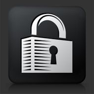 Black Square Button with Security Lock Icon N22