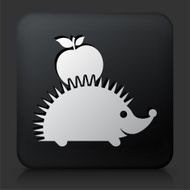 Black Square Button with Hedgehog