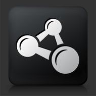 Black Square Button with Atomic Structure