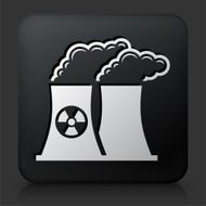 Black Square Button with Nuclear Plant