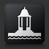 Black Square Button with Lighthouse