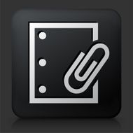 Black Square Button with Documents and Paper Clip