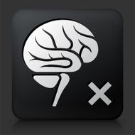 Black Square Button with Brain Check