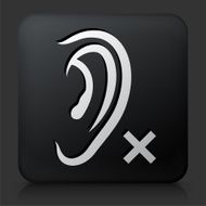 Black Square Button with Hearing Lost