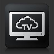 Black Square Button with Television Cloud Computing Icon