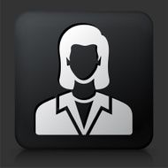 Black Square Button with Woman Face N15