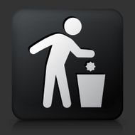 Black Square Button with Throwing Litter Icon