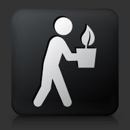 Black Square Button with Gardening Icon