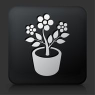Black Square Button with Plant in Pot Icon