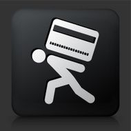 Black Square Button with Carrying Credit Card Icon