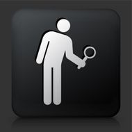 Black Square Button with Investigating Icon