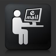 Black Square Button with Email on Computer