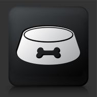 Black Square Button with Dog Bowl Icon
