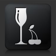 Black Square Button with Cherry Wine Icon