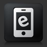 Black Square Button with Internet Phone Icon