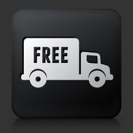 Black Square Button with Free Delivery Icon