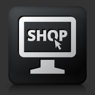 Black Square Button with Online Shopping Icon