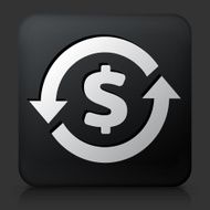 Black Square Button with Money Circulation Icon