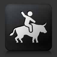 Black Square Button with Riding Bull Icon