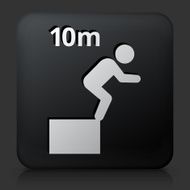 Black Square Button with 10 Meter Dive Icon