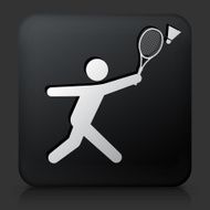 Black Square Button with Badminton Icon