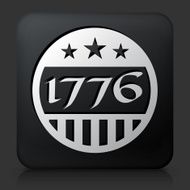 Black Square Button with 1776 Independance Day Icon