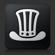 Black Square Button with Uncle Sam Hat Icon
