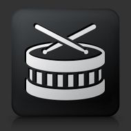 Black Square Button with Drum Icon
